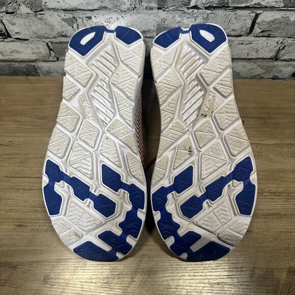 EUC HOKA Men's Rincon 2 Running Shoes Red & White w/ Blue Accents Size 10.5 - Picture 12 of 15